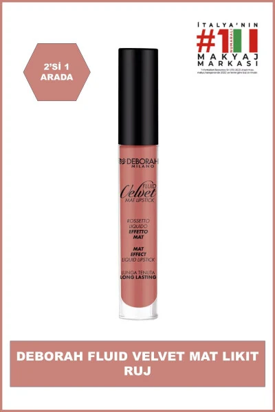 Fluid Velvet Mat Likit Ruj No: 1 - DEBORAH