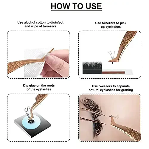 SIVOTE Eyelash Extension Tweezers Fiber Tips Japanese Steel, Set of 6 – Curved, Dolphin, 90° 45° Volume Boot & Slight Curved Tweezer – Professional Lash Tweezers for Lash Extensions Rose Gold - 6