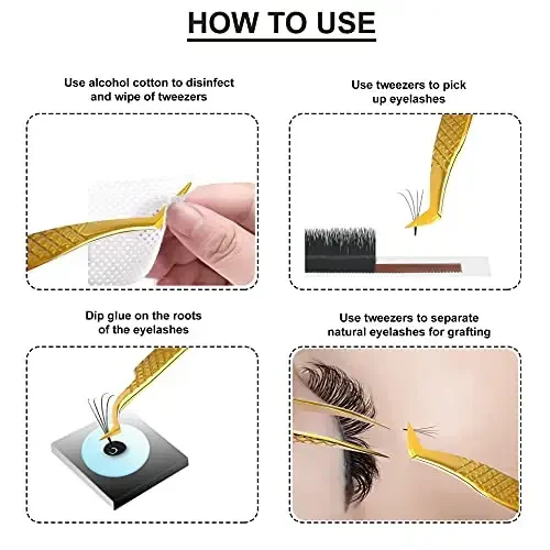 SIVOTE Eyelash Extension Tweezers Fiber Tips, Set of 6, Curved, Dolphin, 90 Degree 45 Degree, Volume Boot & Slight Curved Tweezer, Rose Gold - 7