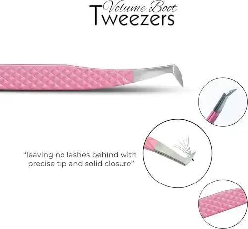 SIVOTE Lash Tweezers for Eyelash Extensions, Set of 6 - Volume, Volume Boot, Slim 90 Degree Tweezers with Fiber Tips in Pastel Colors, Ideal for Mega, Volume & Russian Lashes - Includes Leather Pouch - 9