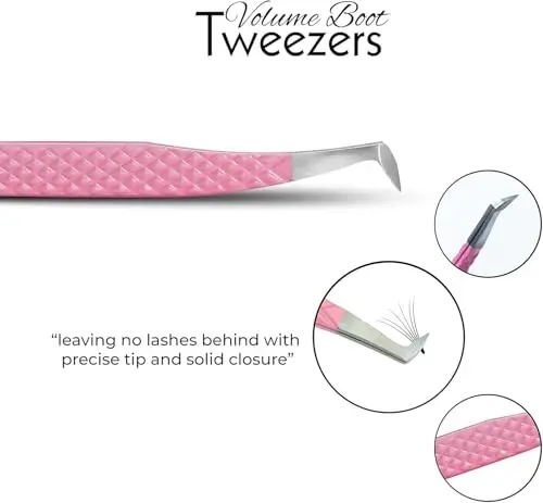 SIVOTE Lash Tweezers for Eyelash Extensions, Set of 6 - Volume, Volume Boot, Slim 90 Degree Tweezers with Fiber Tips in Pastel Colors, Ideal for Mega, Volume & Russian Lashes - Includes Leather Pouch - 4