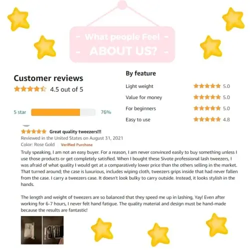 SIVOTE Kirpik uzaytirish uchun mo'ljallangan pinsetlar Fiber Uchlari Yapon po'lati, 6 dona to'plam – Egri, Delfin, 90° 45° Hajmli etik va ozgina egri pinset – Kirpik uzaytirish uchun professional kirpik pinsetlari Rainbow - 2