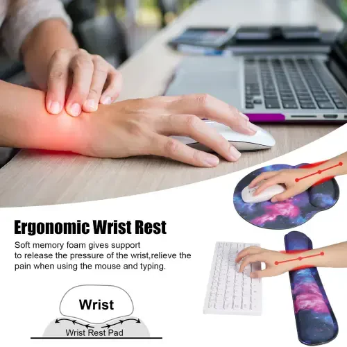 Sixwipe Ergonomic Mouse Pad with Wrist Rest, No Slip Keyboard Wrist Rest and Computer Wrist Support. Memory Foam Wrist Pad with Cup Coaster for Keyboard for Easy Typing and Hand Pain Relief. - 2