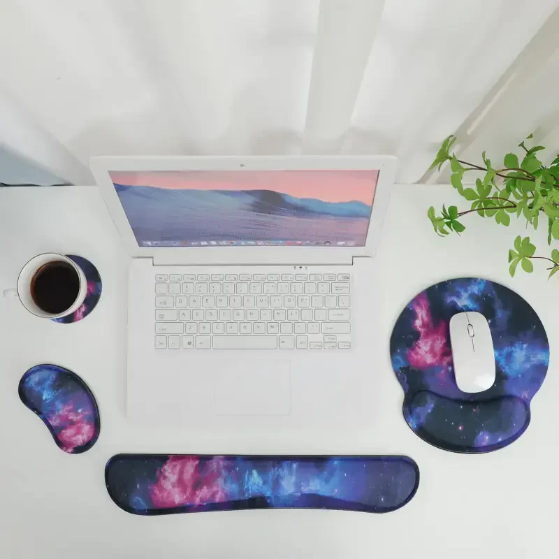 Sixwipe Ergonomic Mouse Pad with Wrist Rest, No Slip Keyboard Wrist Rest and Computer Wrist Support. Memory Foam Wrist Pad with Cup Coaster for Keyboard for Easy Typing and Hand Pain Relief. - 5