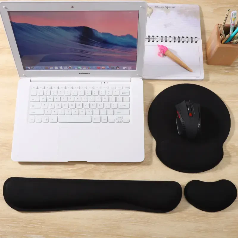 sixwipe Ergonomic Mouse Pad with Wrist Rest, No Slip Keyboard Wrist Rest and Computer Wrist Support, Memory Foam Wrist Pad for Keyboard for Easy Typing and Hand Pain Relief-BLACK - 6