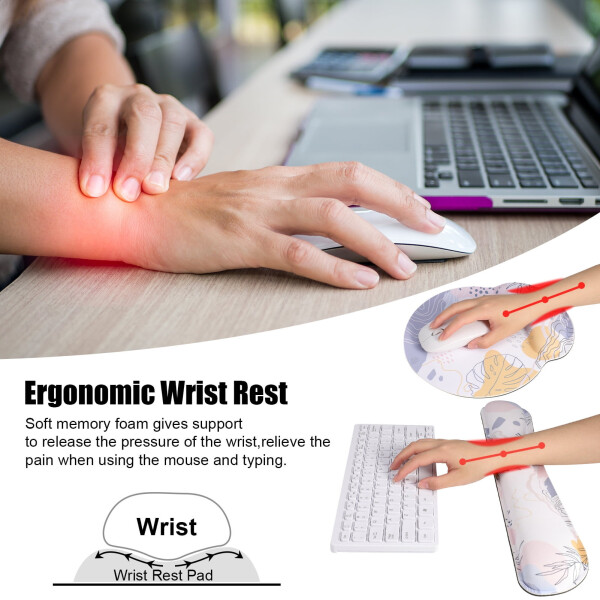 Sixwipe Ergonomik Mouse Pad, Bilek Destekli, Kaymaz Klavye Bilek Desteği ve Bilgisayar Bilek Desteği, Kolay Yazım ve El Ağrısını Gidermek İçin Hafıza Köpüğü Bilek Pedi ve Bardak Altlığı - 10