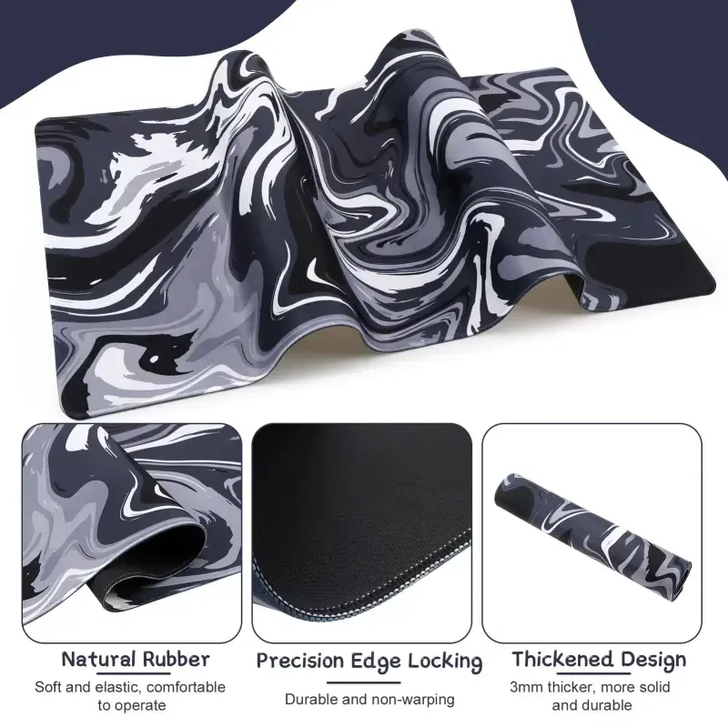 Sixwipe Katta O'yin Sichqoncha Mat (XXL), Sirpanmas 35.4 x 15.7 dyuym Stoldagi Kompyuter Mat, 3mm Qalinlashtirilgan Katta Rezinali Sichqoncha Mat, Ish, O'yin, Ofis, Uy uchun Tikilgan Qirralar bilan - 2