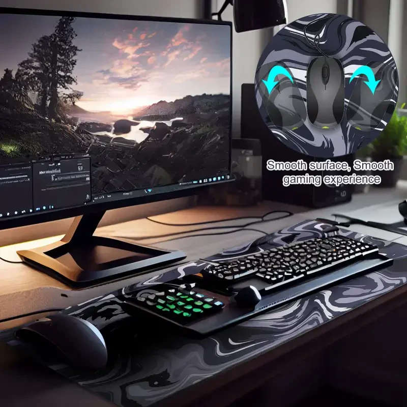 sixwipe Large Gaming Mouse Pad (XXL), Non Slip 35.4 x 15.7 inches Computer Pad for Desk, 3mm Thickened Big Rubber Base Mouse Mat with Stitched Edges for Work, Game, Office, Home- - 6