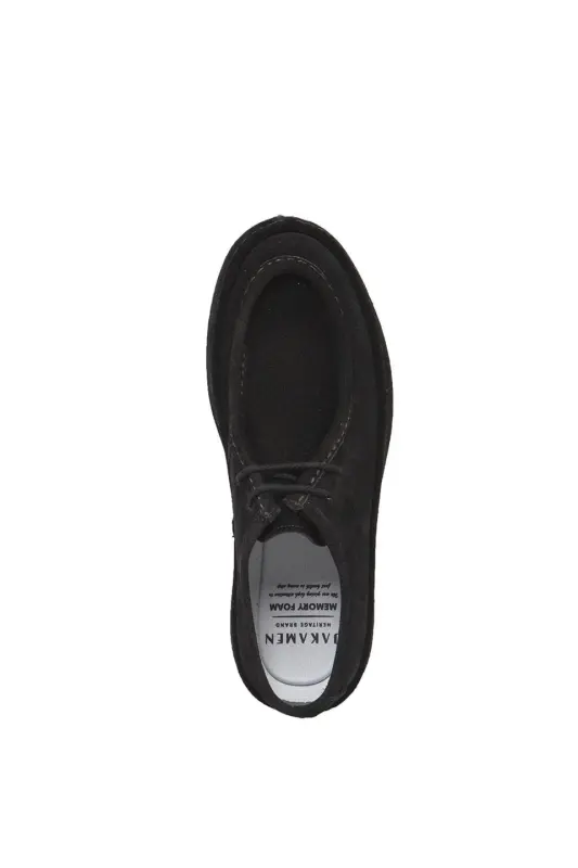 Siyah %100 Deri Bağcıklı Casual Süet Ayakkabı - 5