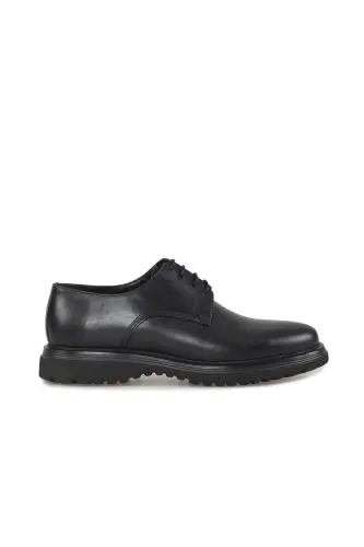Siyah %100 Deri Bağcıklı Eva Taban Oxford Casual Ayakkabı - 1