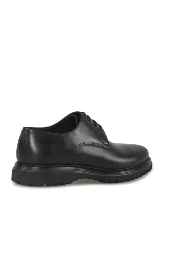 Siyah %100 Deri Bağcıklı Eva Taban Oxford Casual Ayakkabı - 3