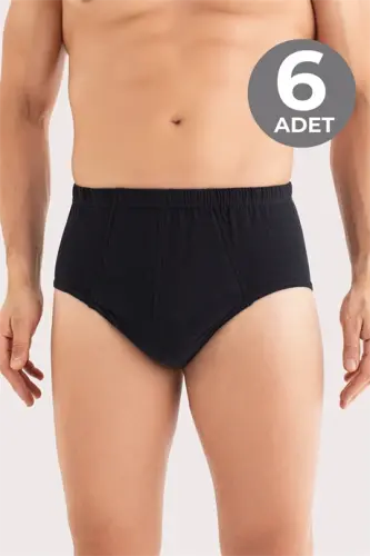 Siyah 6'lı Paket Erkek Külot %100 Pamuk Penye - 1
