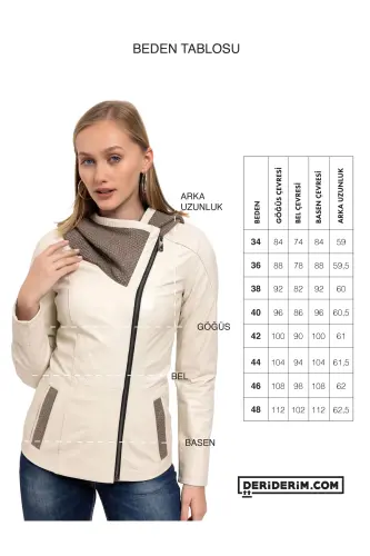 Siyah Antonia Triko Kapüşonlu Kadın Hakiki Deri Mont-SIYAH - 5