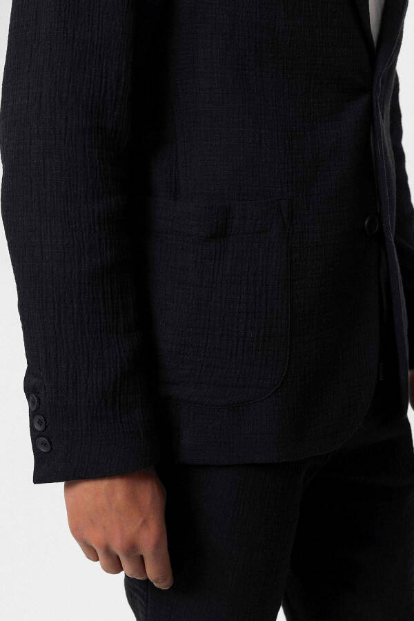 Siyah Astarsız Torba Cepli Erkek Blazer Ceket - Siyah - 16