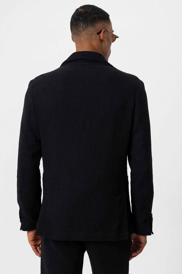 Siyah Astarsız Torba Cepli Erkek Blazer Ceket - Siyah - 11