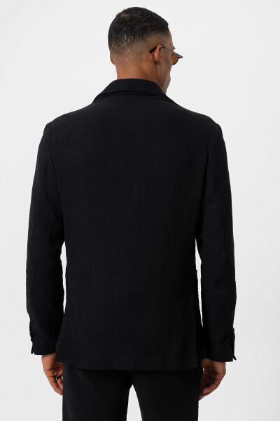 Siyah Astarsız Torba Cepli Erkek Blazer Ceket - Siyah - 5