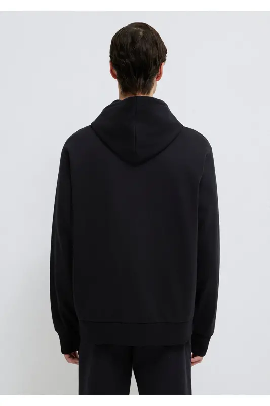 Kapüşonlu Fermuarlı Siyah Basic Sweatshirt 0S10277-900 - Siyah-900 - 6