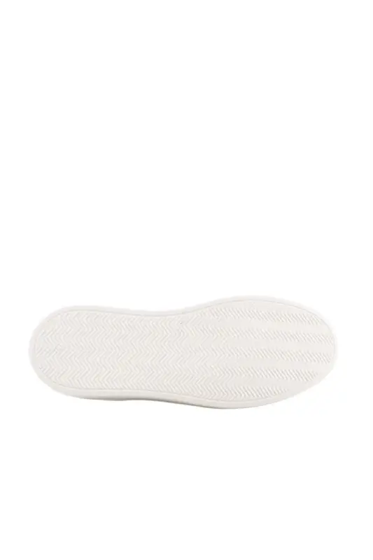 Siyah Beyaz %100 Deri Bağcıklı Günlük Sneaker Ayakkabı - 4