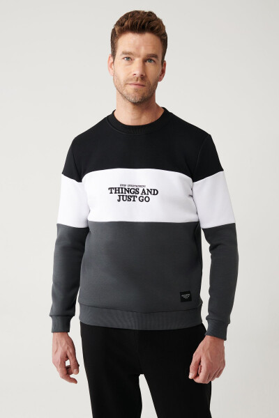 Siyah-beyaz-antrasit Sweatshirt - 3