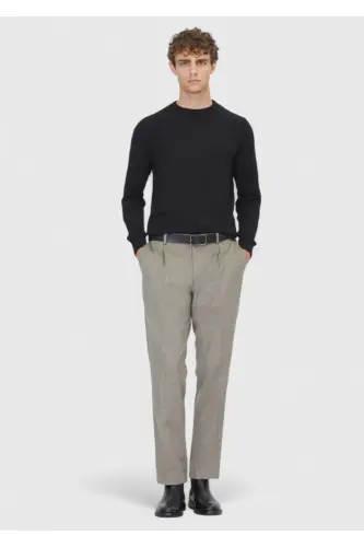Siyah Bisiklet Yaka Düz Örgü Yün Karışımlı Triko Kazak - Siyah - 2