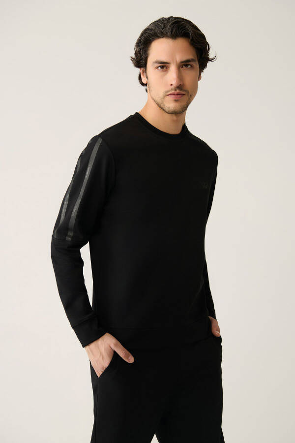 Siyah Bisiklet Yaka Sweatshirt - 7