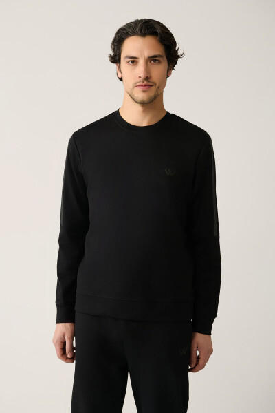 Siyah Bisiklet Yaka Sweatshirt - 9