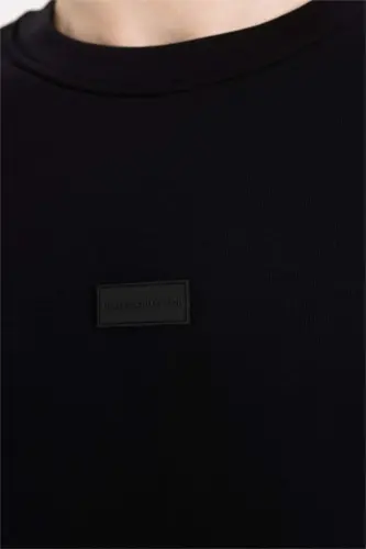 Siyah bisiklet yaka sweatshirt - 6