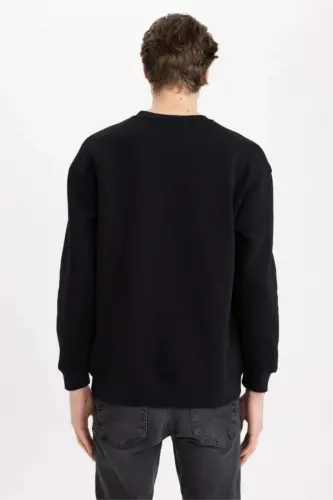 Siyah bisiklet yaka sweatshirt - 7