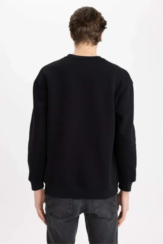Siyah bisiklet yaka sweatshirt - 7