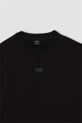 Siyah bisiklet yaka sweatshirt - 8
