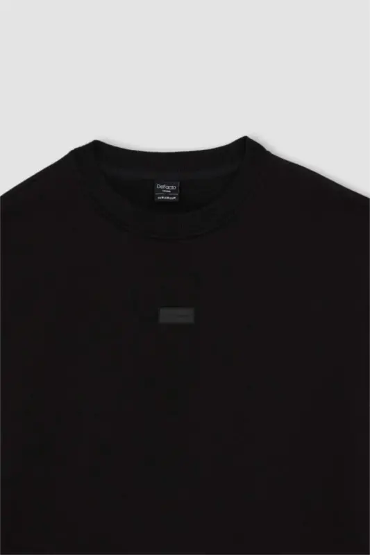 Siyah bisiklet yaka sweatshirt - 8