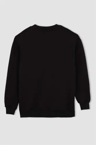 Siyah bisiklet yaka sweatshirt - 9