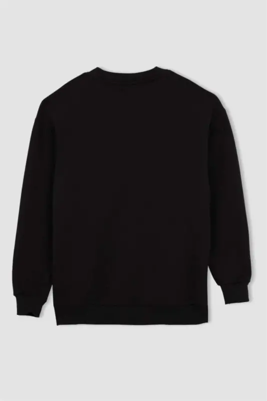 Siyah bisiklet yaka sweatshirt - 9