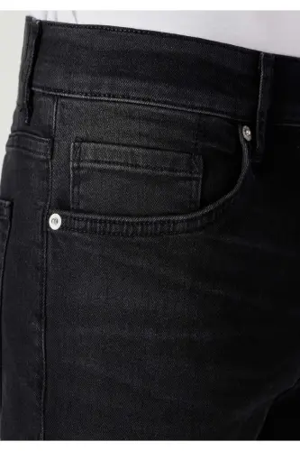 Loose Straight Fit Orta Bel Düz Paça Erkek Siyah Jean Pantolon - GORDY WASH - 5