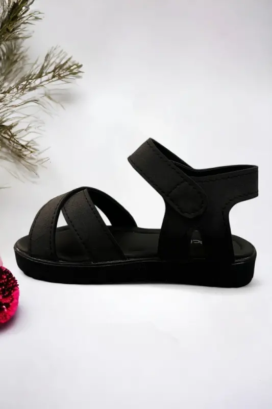 Siyah Cırt Cırtlı Unisex Bebek Sandalet - Siyah - 3