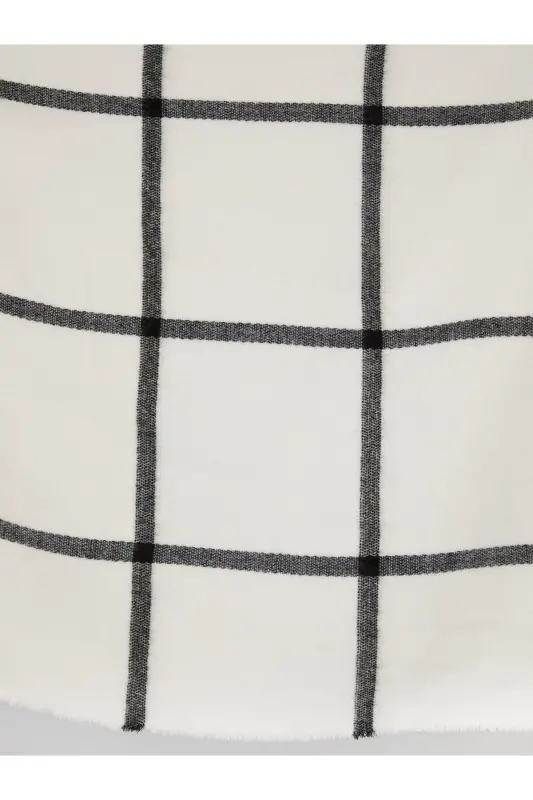 Siyah Çizgili Beyaz Atkı-Beyaz - 5