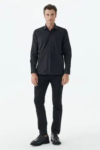 Siyah Çizgili Comfort Fit Gömlek - 1