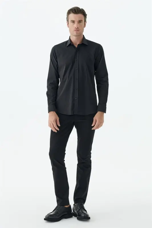 Siyah Çizgili Comfort Fit Gömlek - 2