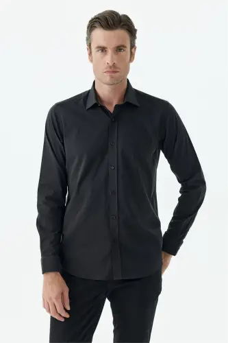 Siyah Çizgili Comfort Fit Gömlek - 3