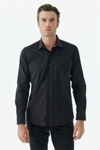 Siyah Çizgili Comfort Fit Gömlek - 4