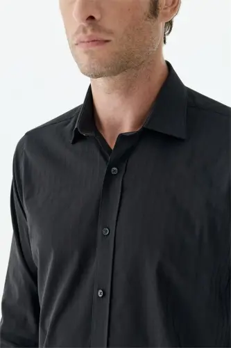 Siyah Çizgili Comfort Fit Gömlek - 5
