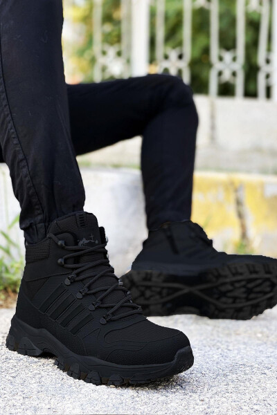 Siyah Çizgili Kauçuk Unisex Trekking Bot-siyah - 3
