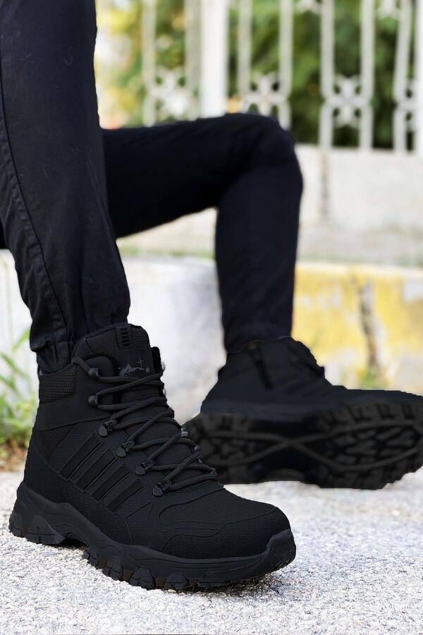 Siyah Çizgili Kauçuk Unisex Trekking Bot-siyah - 3