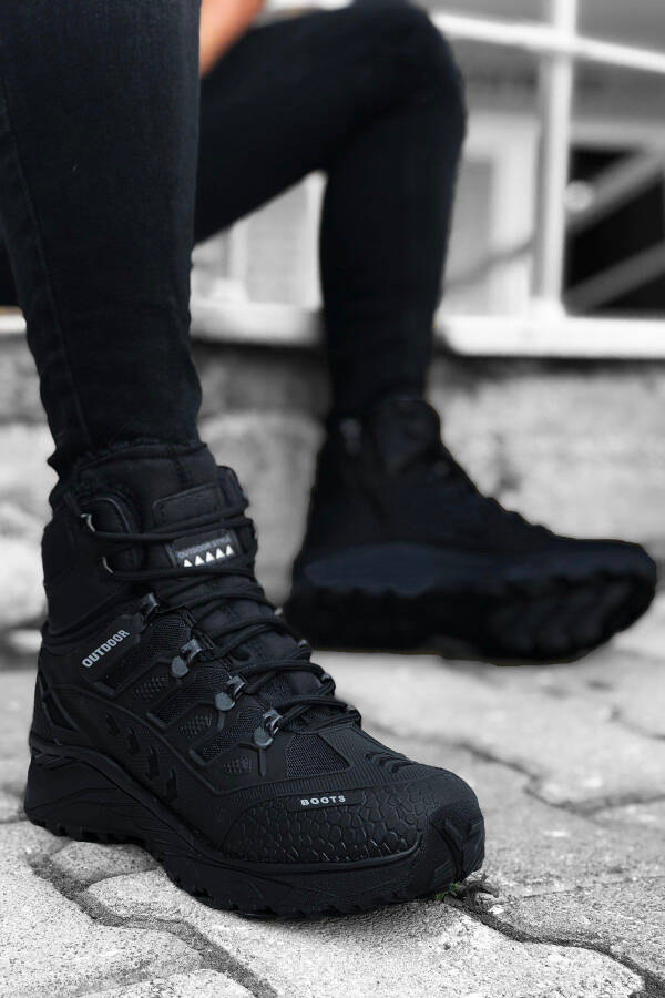 Siyah Çizgili Kauçuk Unisex Trekking Bot-siyah - 1