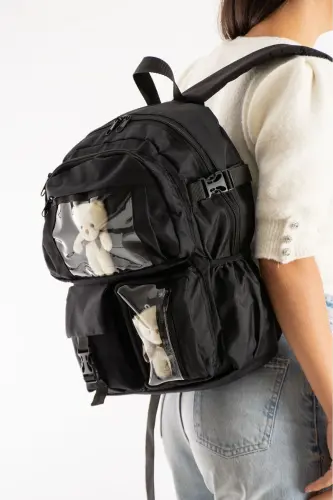 Siyah Çok Gözlü Ayıcıklı Sırt Çantası-koyu - ROSMOD (1)