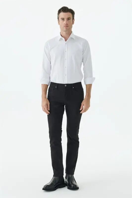 Siyah Comfort Fit 5 Cep Kanvas Pantolon - JAKAMEN
