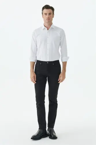 Siyah Comfort Fit 5 Cep Kanvas Pantolon - 1