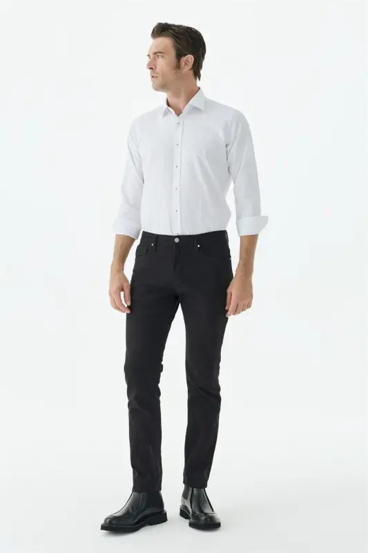 Siyah Comfort Fit 5 Cep Kanvas Pantolon - 2