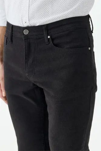 Siyah Comfort Fit 5 Cep Kanvas Pantolon - 4