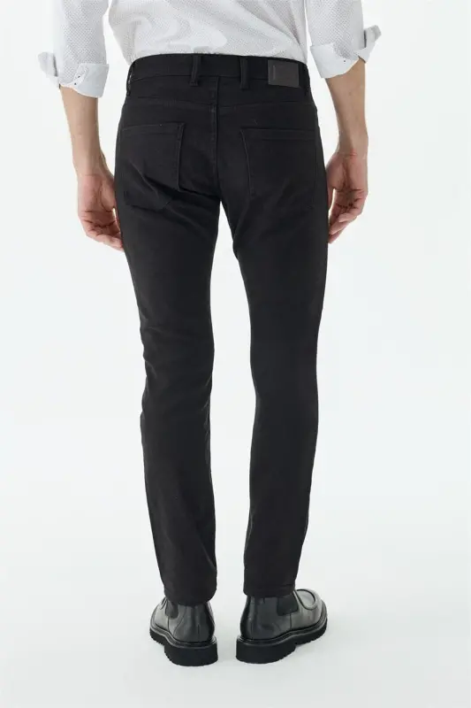 Siyah Comfort Fit 5 Cep Kanvas Pantolon - 5